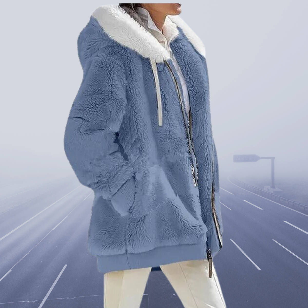 Norvielle Damen Fleece-Hoodie Lässig Grau