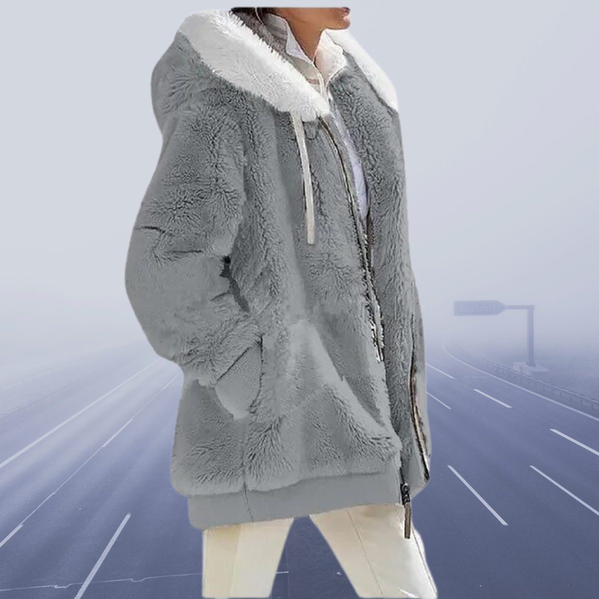 Norvielle Damen Fleece-Hoodie Lässig Grau