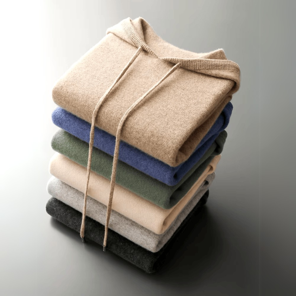 Herren Kaschmir-Hoodie Weich Beige