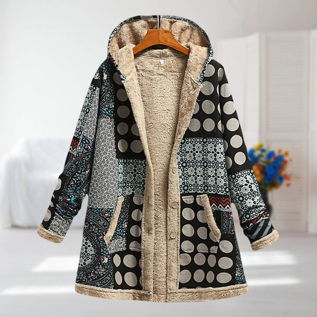 Damen Leichte Winterjacke Kunstfellfutter Beige