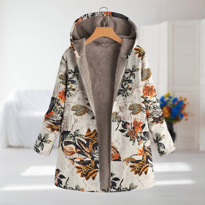 Damen Leichte Winterjacke Kunstfellfutter Beige - Norvielle