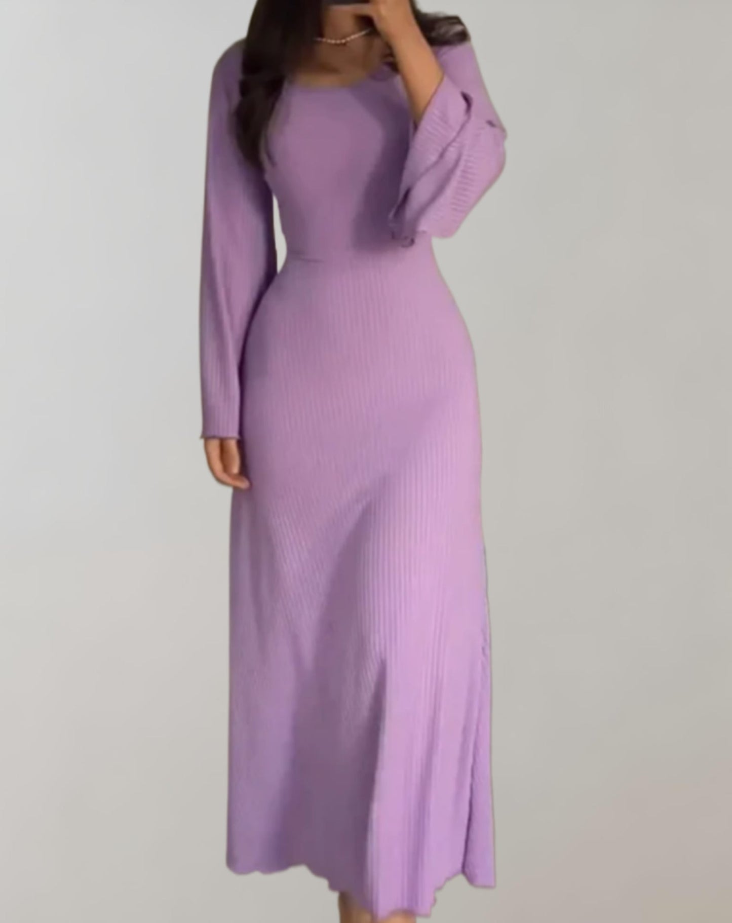 Norvielle Damen Bodycon Kleid Langärmlig Rundausschnitt