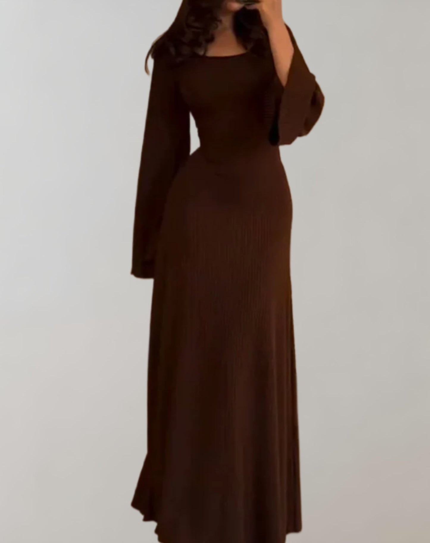 Norvielle Damen Bodycon Kleid Langärmlig Rundausschnitt