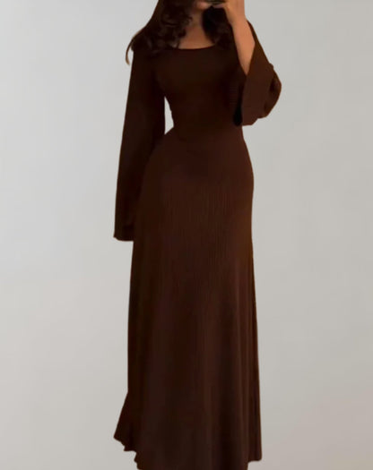 Norvielle Damen Bodycon Kleid Langärmlig Rundausschnitt