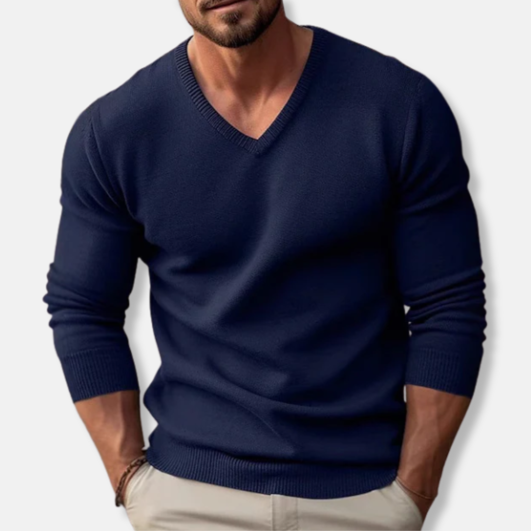 Herren Strickpullover V-Ausschnitt Einfarbig Klassisch - Norvielle