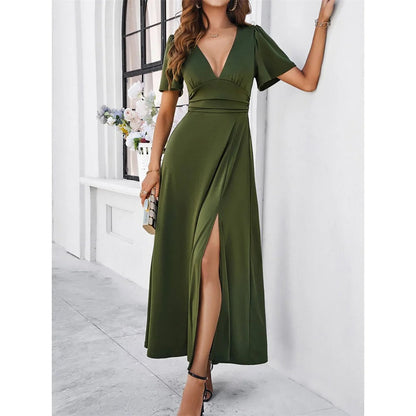 Rotes V-Hals Bodycon-Kleid