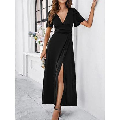 Rotes V-Hals Bodycon-Kleid