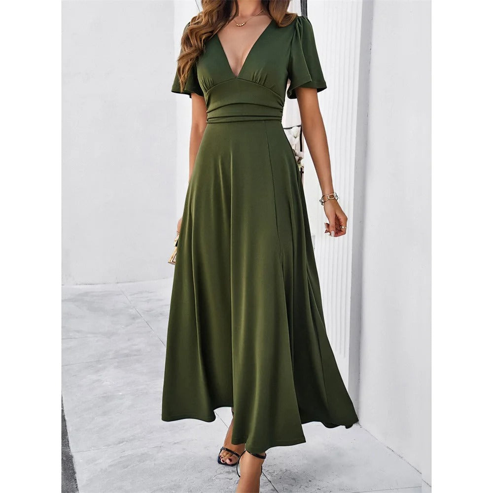 Rotes V-Hals Bodycon-Kleid