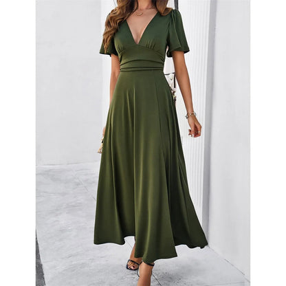 Rotes V-Hals Bodycon-Kleid