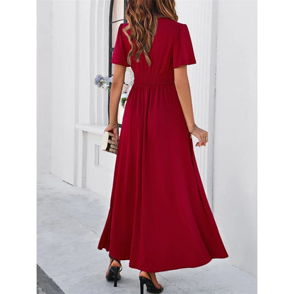 Rotes V-Hals Bodycon-Kleid