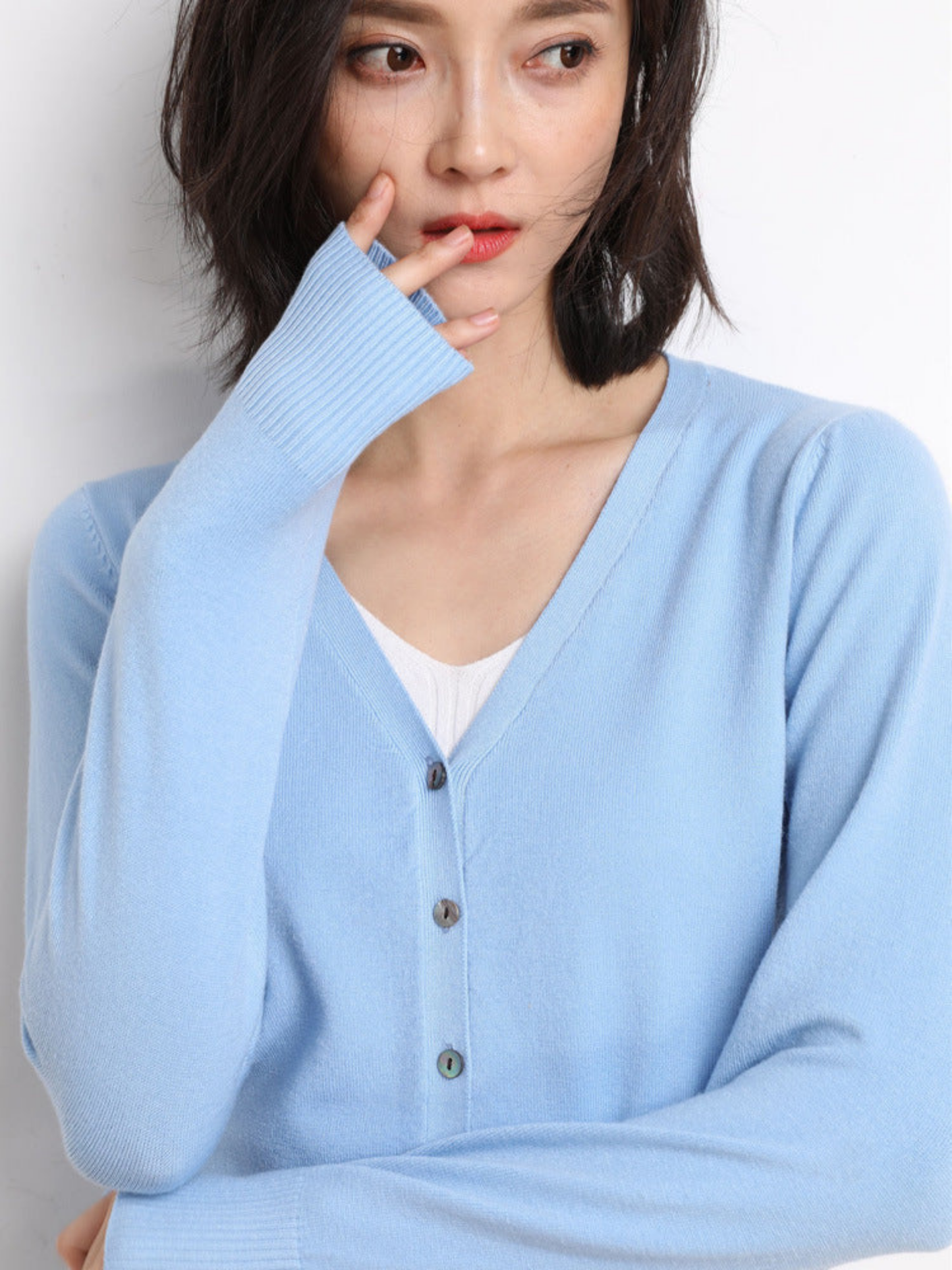 Norvielle Damen V-Ausschnitt Cardigan Lockerer Schnitt - Norvielle