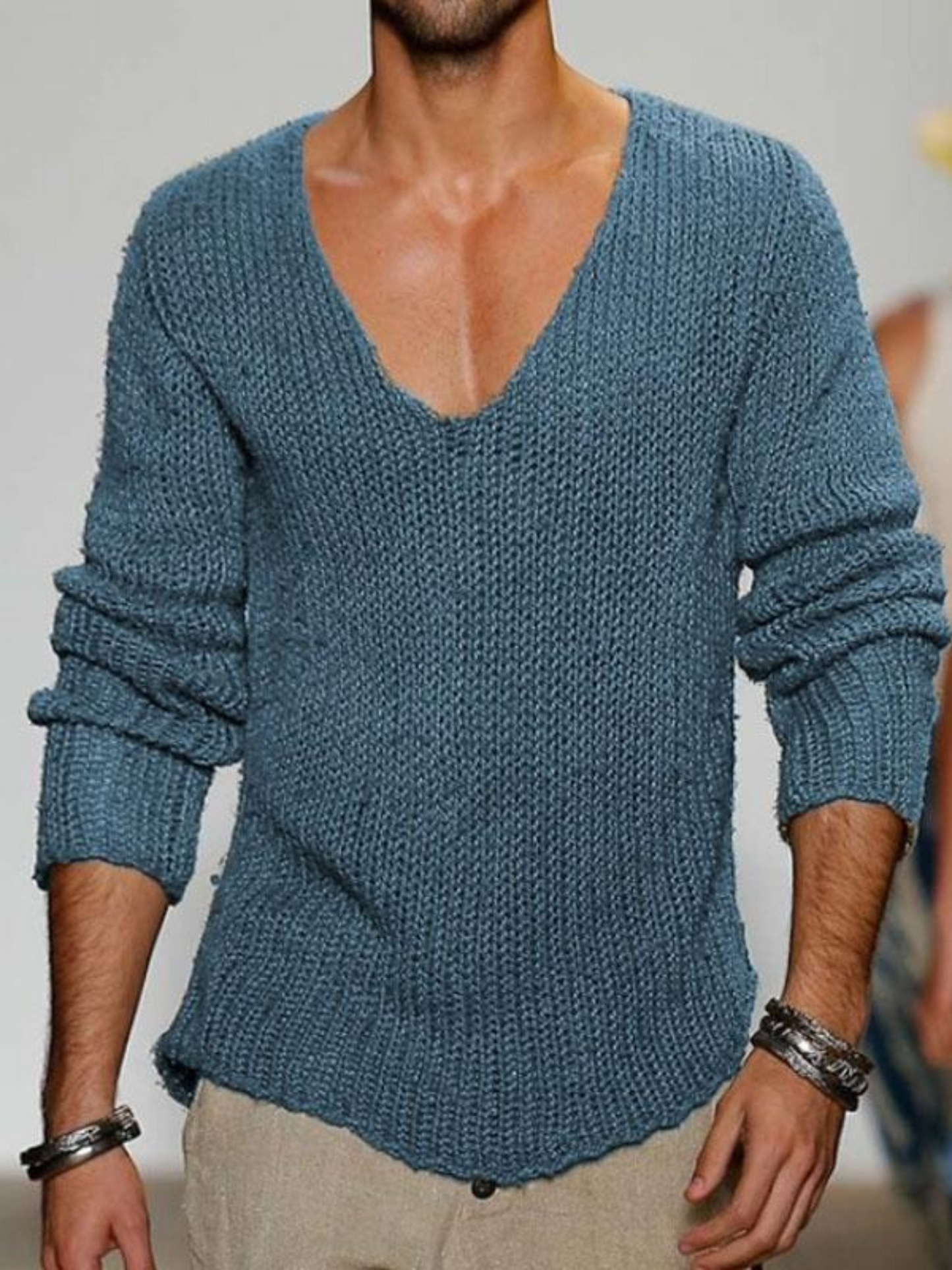 Herren V-Ausschnitt Pullover Lockere Passform