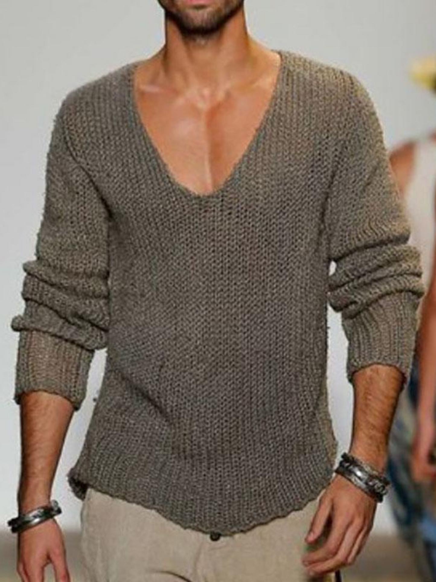 Herren V-Ausschnitt Pullover Lockere Passform