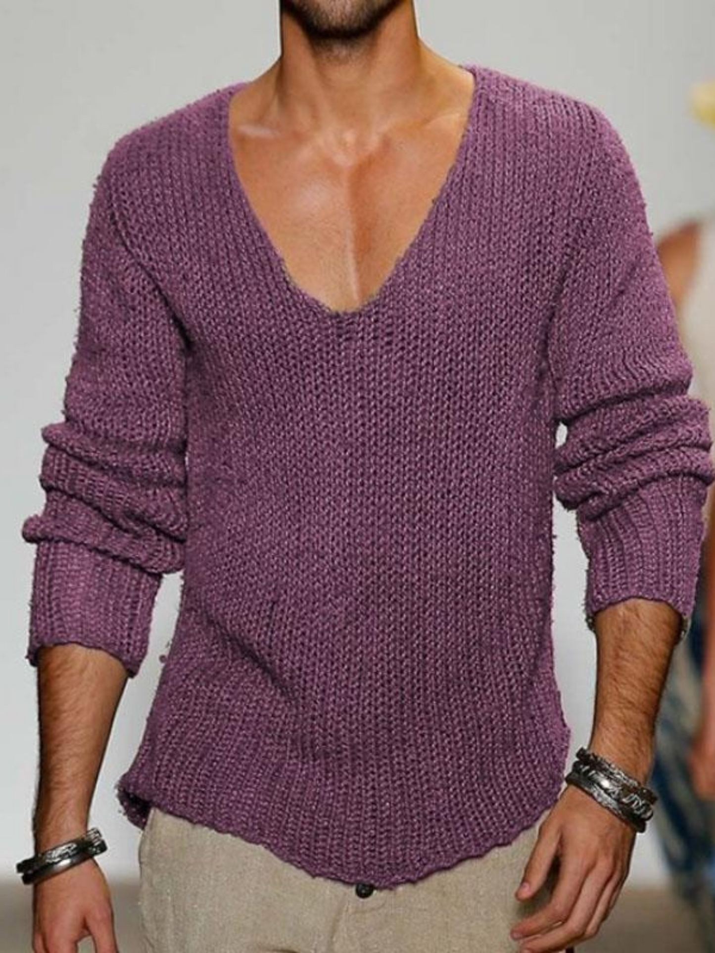 Norvielle Herren Pullover V-Ausschnitt Lockere Passform