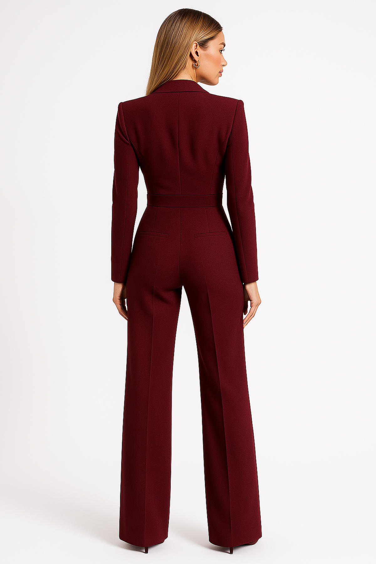 Damen Jumpsuit Langärmlig Wickeloptik