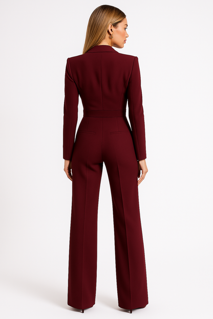 Damen Jumpsuit Langärmlig Wickeloptik