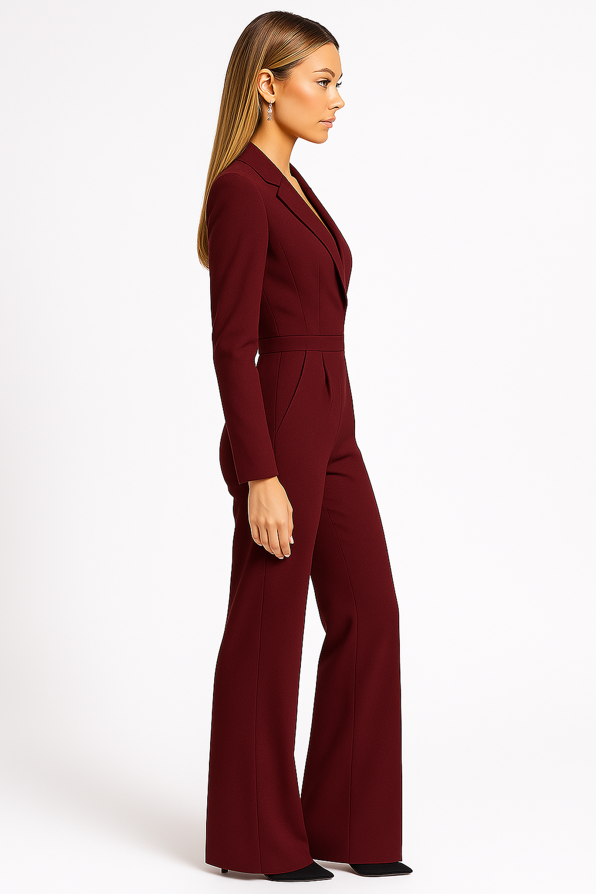 Damen Jumpsuit Langärmlig Wickeloptik