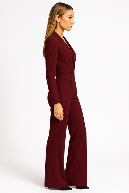 Damen Jumpsuit Langärmlig Wickeloptik