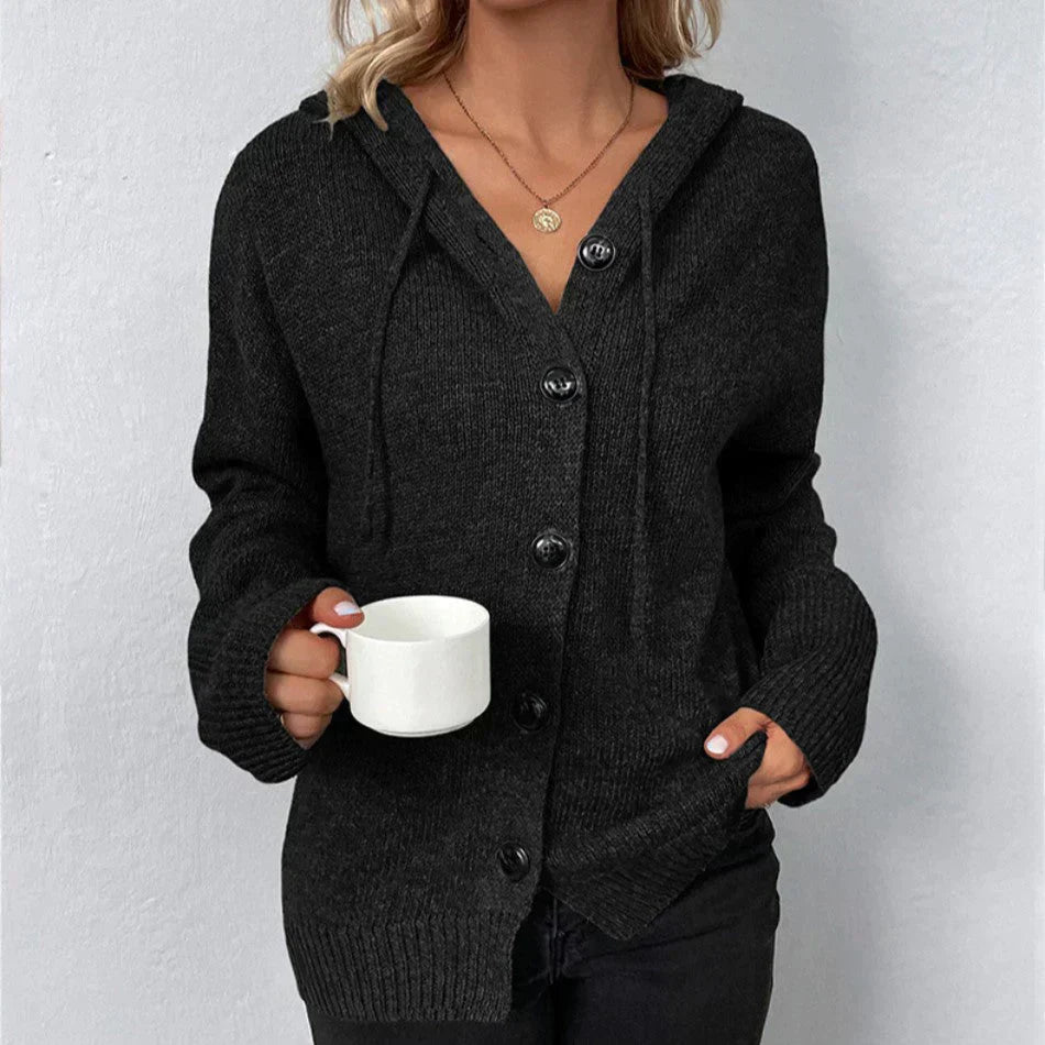 Damen Kapuzencardigan Kordelzug