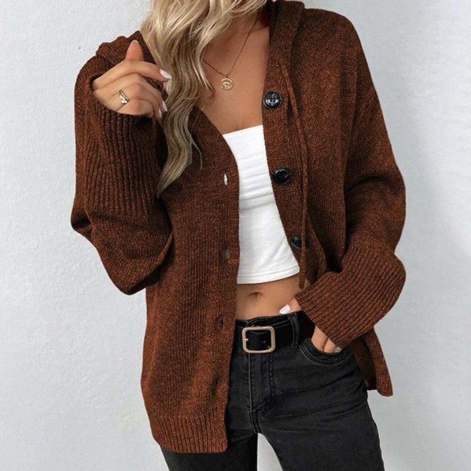Damen Kapuzencardigan Kordelzug