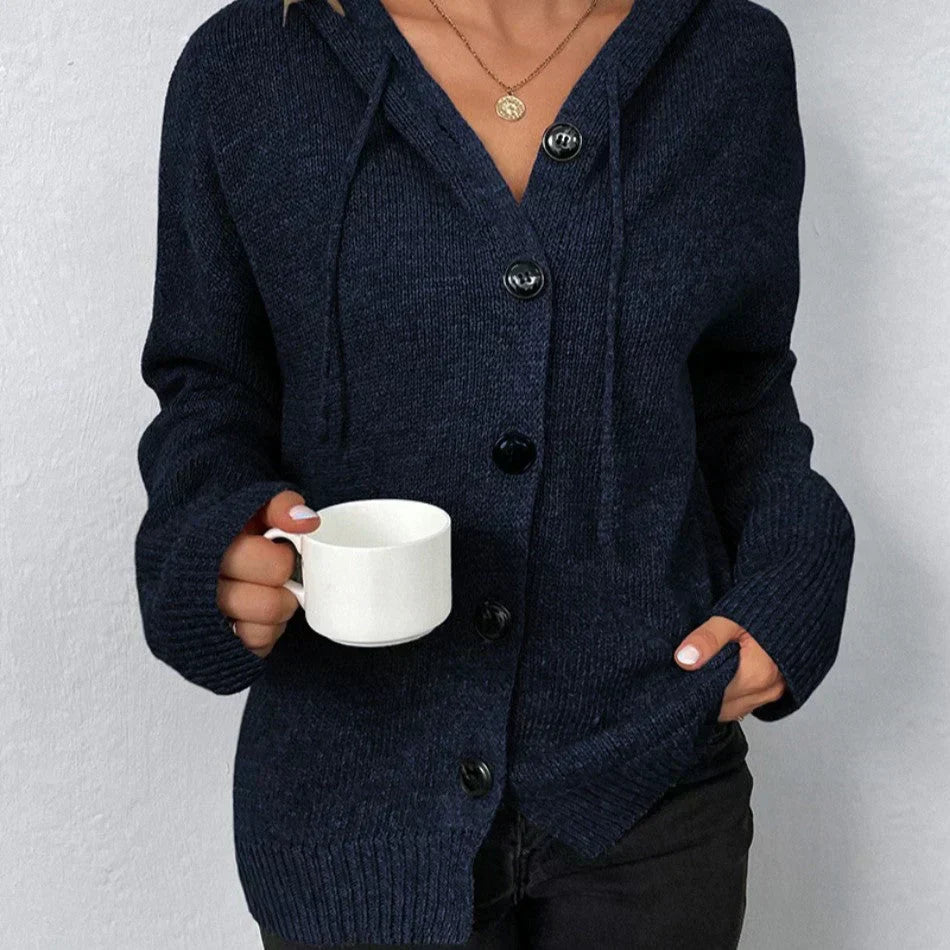 Damen Kapuzencardigan Kordelzug