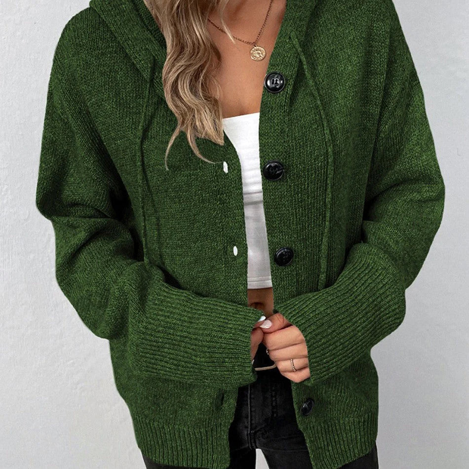 Damen Kapuzencardigan Kordelzug - Norvielle