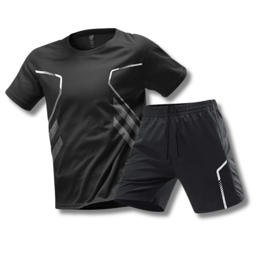 Herren Sportset T-Shirt und Kurzehose Baumwolle Schwarz - Norvielle