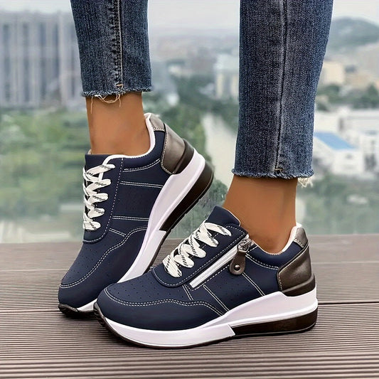 Damen Plattform-Sneaker Orthopädisch Komfortschuhe Schwarz - Norvielle