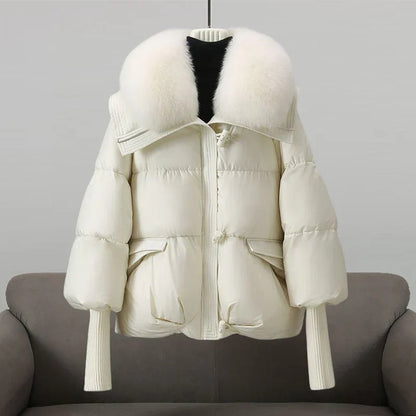 Gretl Damen Pufferjacke Kunstpelz Kragen