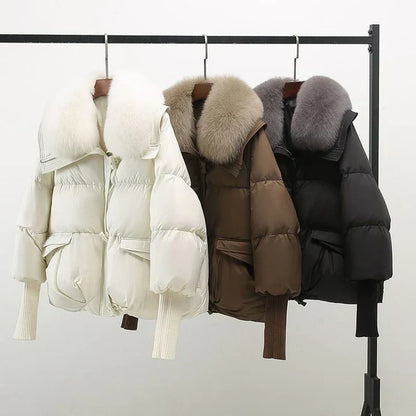 Gretl Damen Pufferjacke Kunstpelz Kragen
