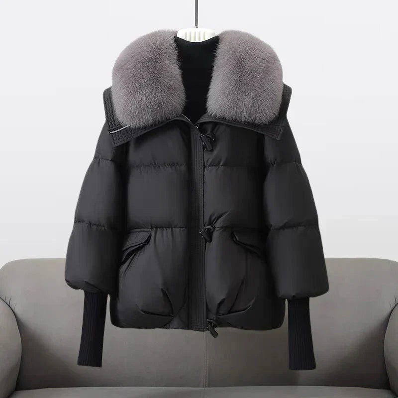 Gretl Damen Pufferjacke Kunstpelz Kragen
