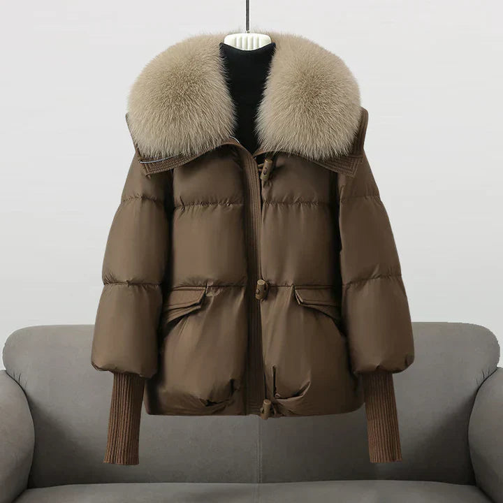 Gretl Damen Pufferjacke Kunstpelz Kragen