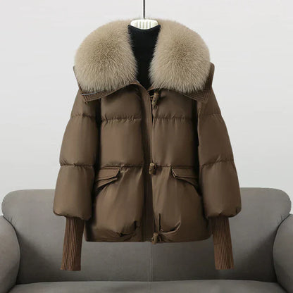 Gretl Damen Pufferjacke Kunstpelz Kragen