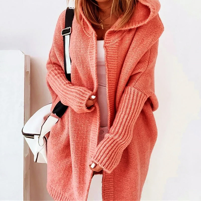 Damen Strickcardigan Weich Oversize Beige - Norvielle