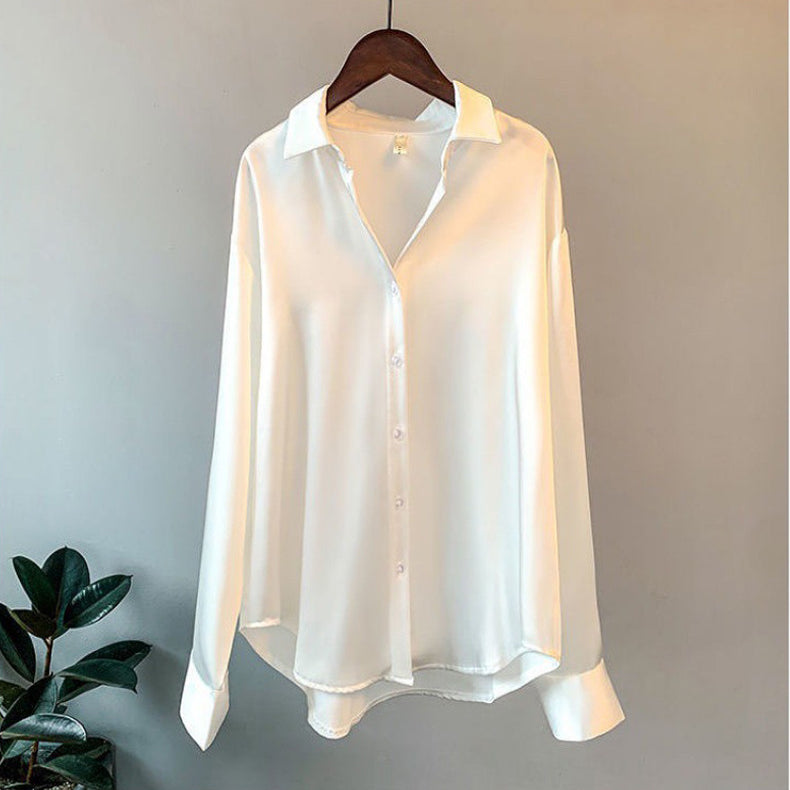 Damen Seidenbluse Spitze Weiß - Norvielle