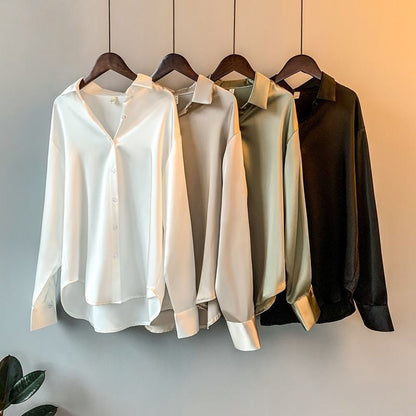 Damen Seidenbluse Spitze Weiß