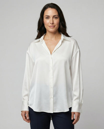 Damen Seidenbluse Elegantes Design Schwarz - Norvielle