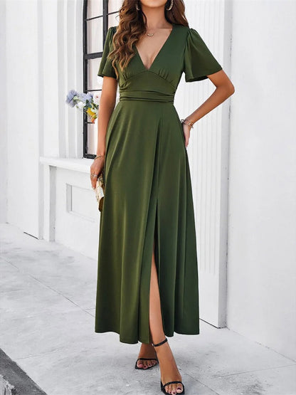 Rotes V-Hals Bodycon-Kleid