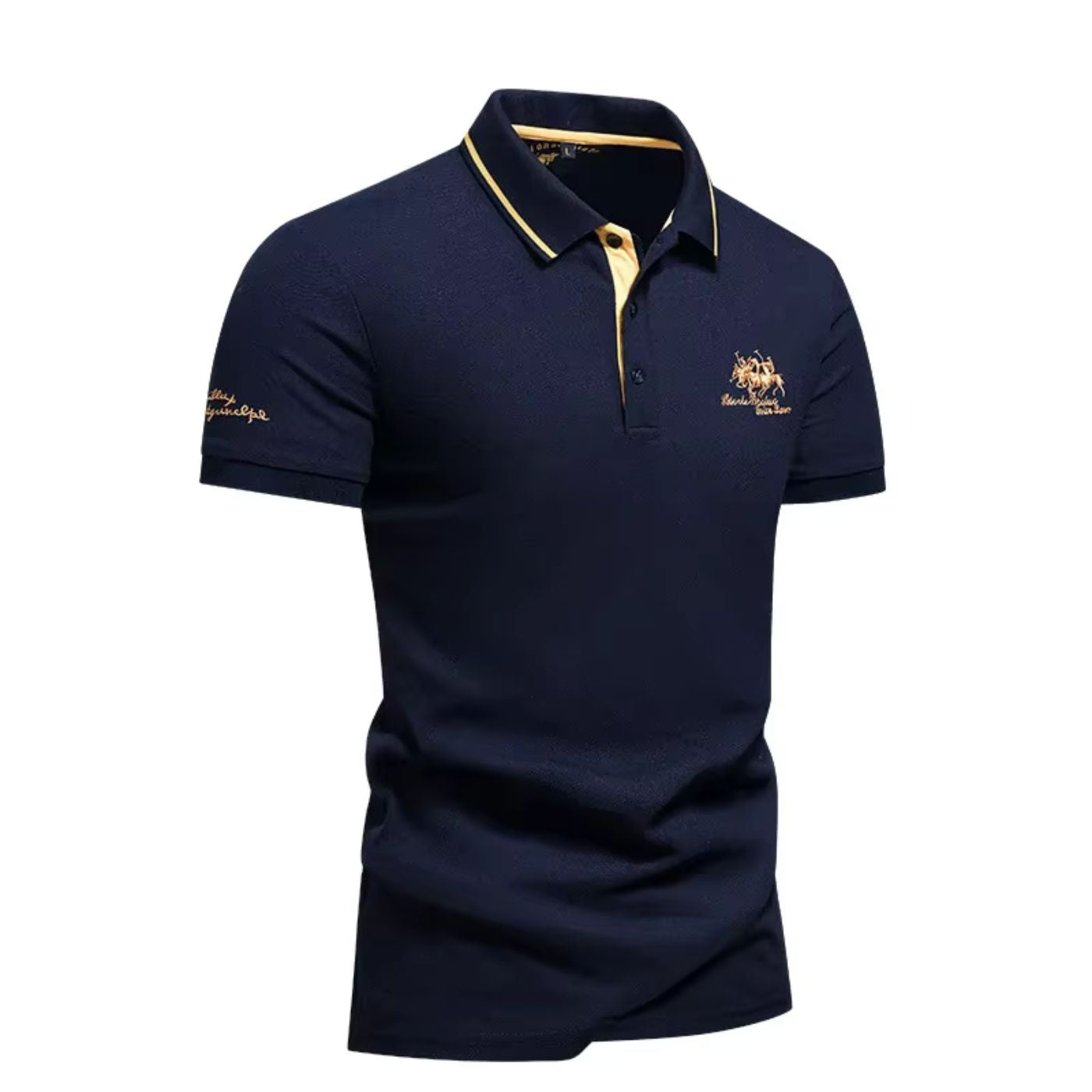 Herren Poloshirt mit Kontrastkragen und Stickerei