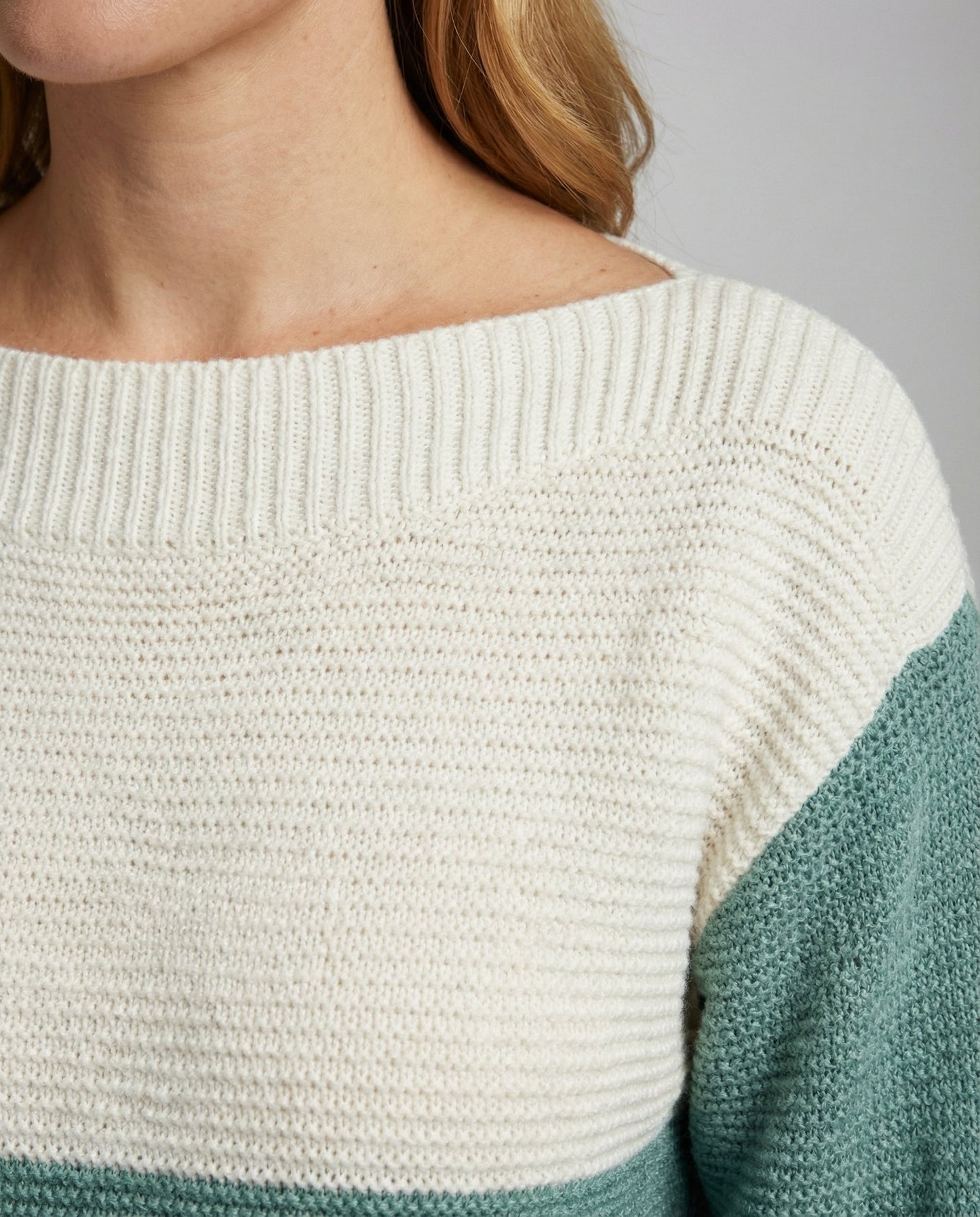 Damen Pullover Patchwork Dreifarbiger