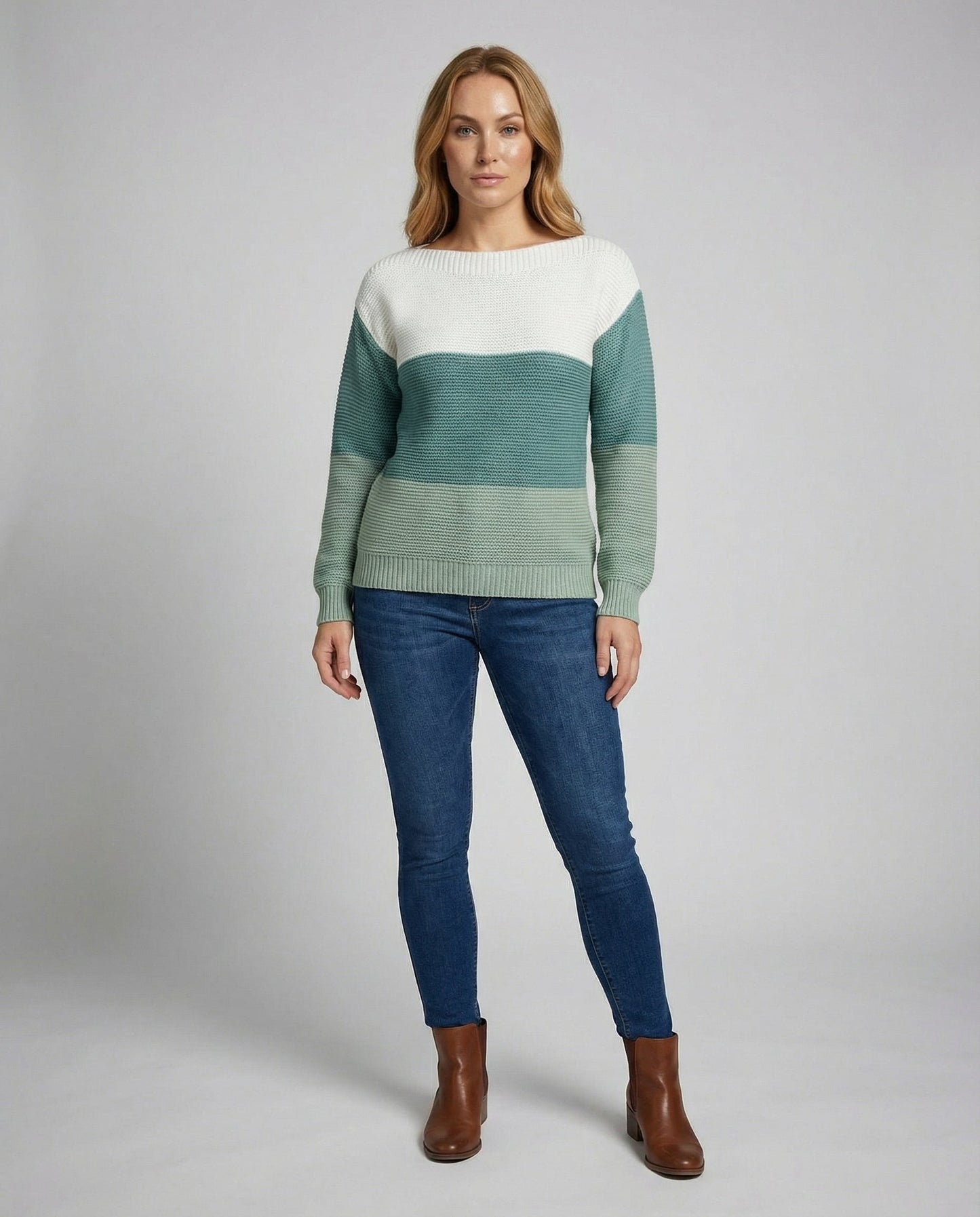 Damen Pullover Patchwork Dreifarbiger