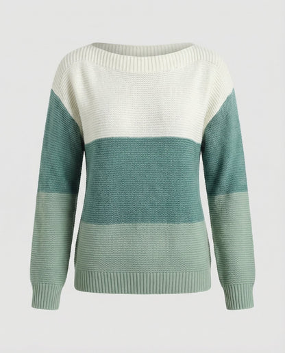 Damen Pullover Patchwork Dreifarbiger