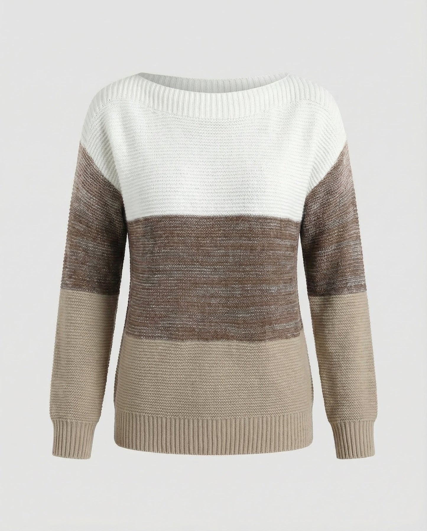 Damen Pullover Patchwork Dreifarbiger