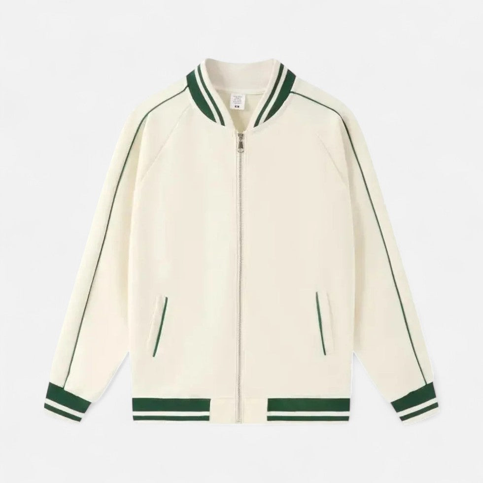 Varsity-Jacke – Leichte Baseballjacke mit Reißverschluss für Männer-Weiß-S-Chaps Herrenmode