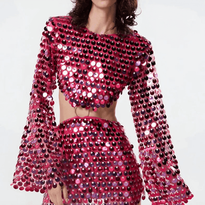 Glitzerndes Damen Minikleid mit Pailletten und Cut-Out Detail