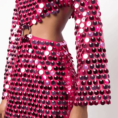 Glitzerndes Damen Minikleid mit Pailletten und Cut-Out Detail
