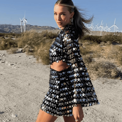 Damen Glitzerndes Minikleid mit Pailletten und Cut-Out Detail