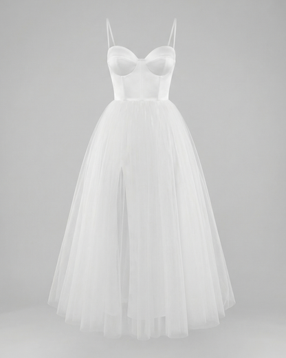 Damen Tüll Korsett Abendkleid