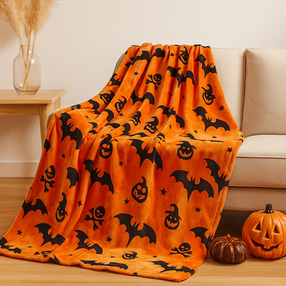 Halloween Wurfdecke Totenkopf Orange