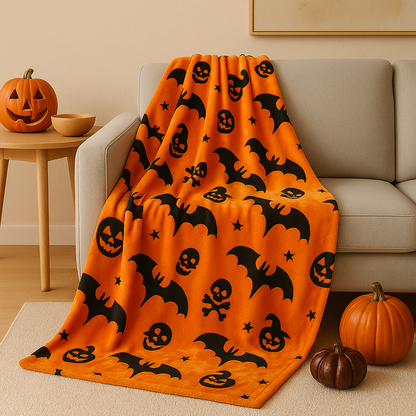 Halloween Wurfdecke Totenkopf Orange
